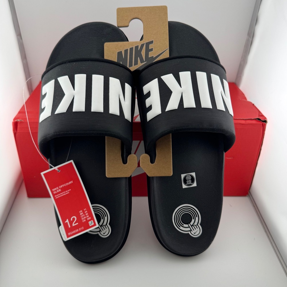 Nike Offcourt Slide Mens Size 12 Black White New BQ4639-012 Athletic Sandals